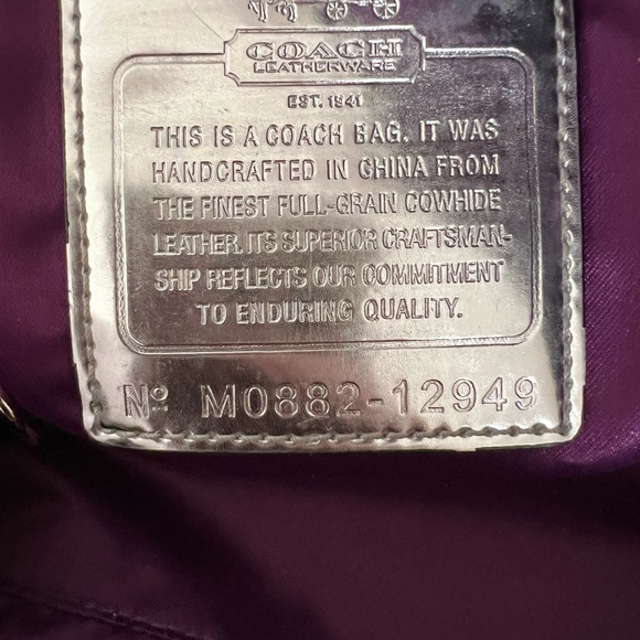 Vintage RARE Coach Large Madison Pearlized BLK Leather Sabrina Satchel Purse - Picture 9 of 9